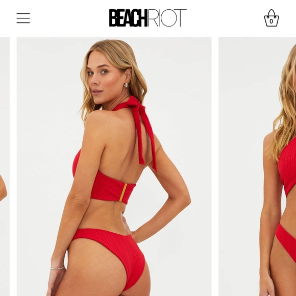 Beach Riot Jessica Top Merry Red cable size Large - Picture 4 of 8